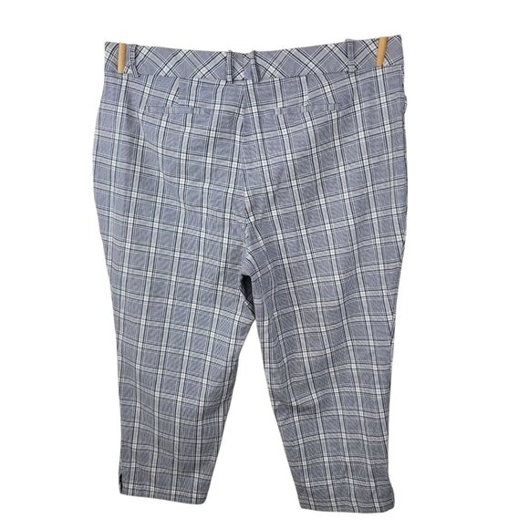 Ava Viv Elastic Waist Plus Size 20 20W Pockets Plaid Pants Slacks Crop Ankle - Picture 3 of 5